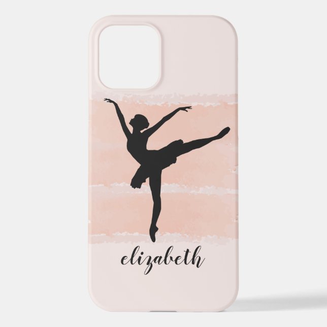 Ballerina Ballett Silhouette auf rosa Wasserfarbe iPhone Hülle (Rückseite)