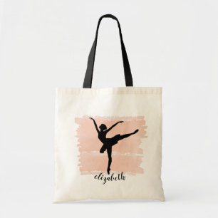 Ballerina Ballett Silhouette auf rosa Wasserfarbe Tragetasche