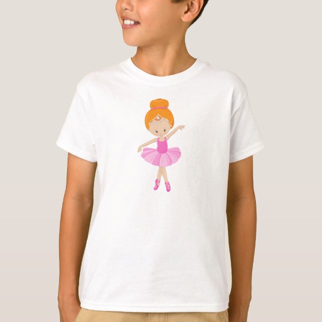 Ballerina, Ballettmädchen, Balletttänzerin, Orange T-Shirt (Vorderseite)