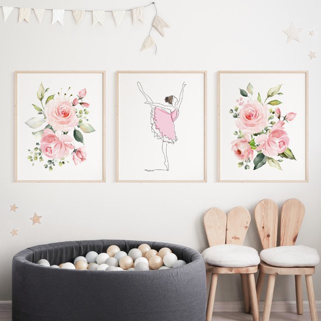 Ballerina, Ballettmädchen, Tutu, rosa Blume Bilderwand Sets (Von Creator hochgeladen)
