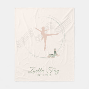 Ballerina Balletttänzer in Rosa und Grün Fleecedecke