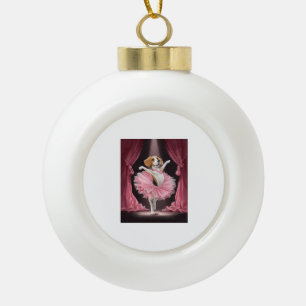 Ballerina Beagle � Lustiger Hundetanz Keramik Kugel-Ornament