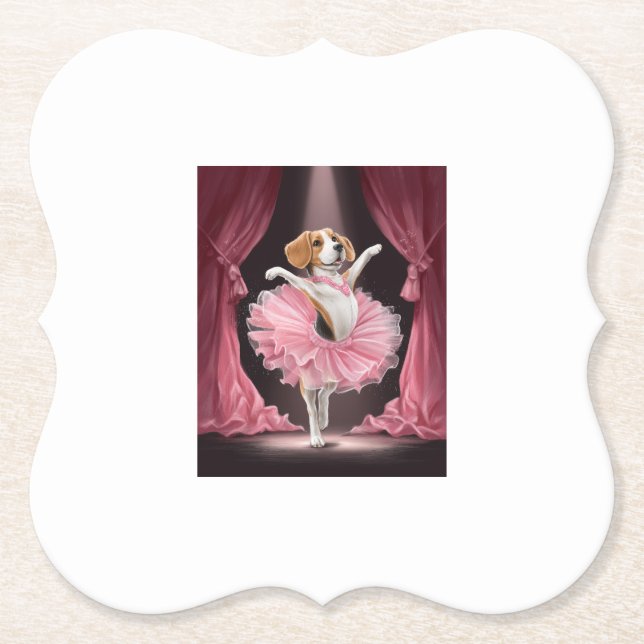 Ballerina Beagle � Lustiger Hundetanz Untersetzer (Vorderseite)