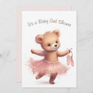 Ballerina Bear Baby Girl Dusche Einladung