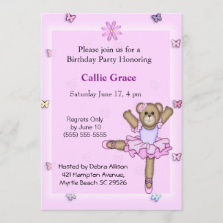 Ballerina Bear Geburtstagsparty Einladungen