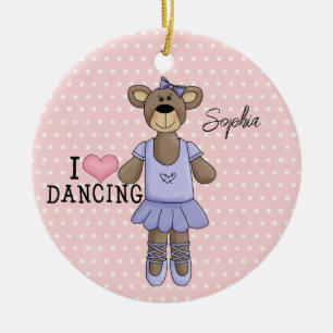 Ballerina Bear (lila Kleid) Keramik Keramik Ornament