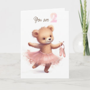 Ballerina Bear zum 2. Geburtstag Karte