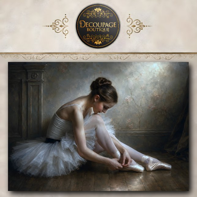 Ballerina bindet Spitzenschuhe Seidenpapier (Ballerina Tying Pointe Shoes Tissue Paper)