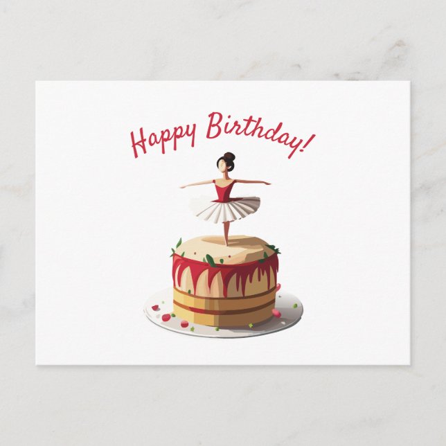 Ballerina Birthday Cake Postkarte (Vorderseite)