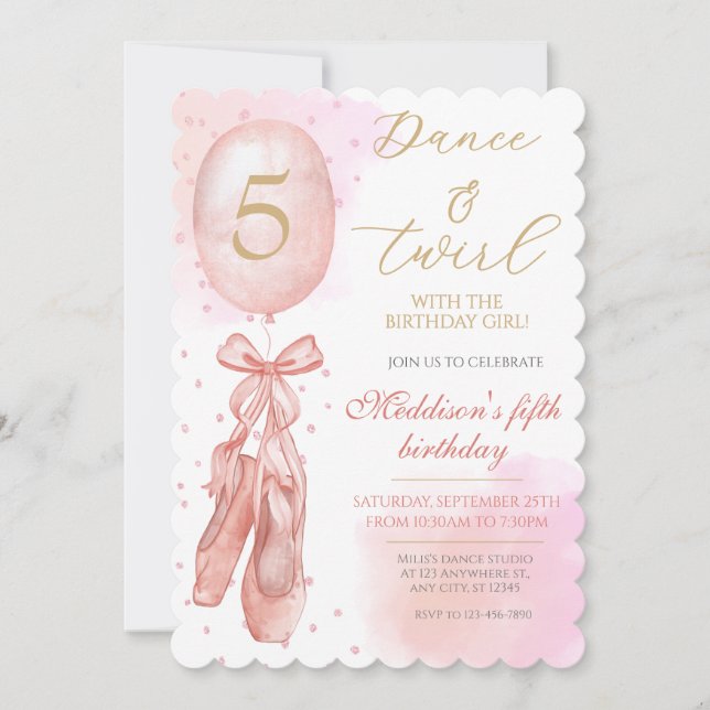 Ballerina Birthday Einladung (Vorderseite)