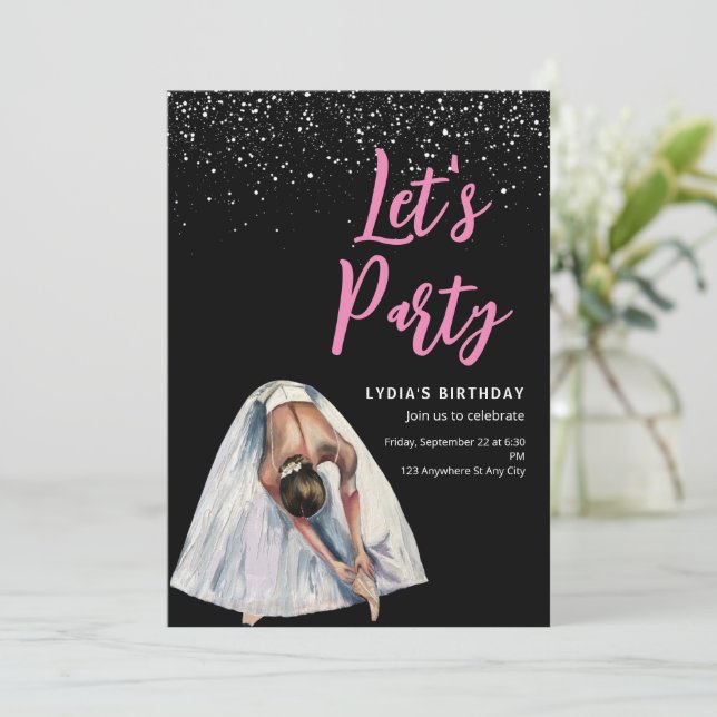 Ballerina Birthday Einladung Balletttänzerin Birth (Stehend Vorderseite)