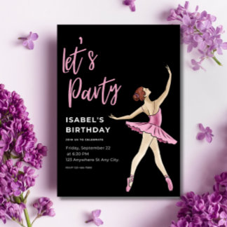 Ballerina Birthday Einladung, bearbeitbares Ballet Einladung