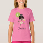 Ballerina Birthday Kids Ringer T - Shirt African A<br><div class="desc">Unsere niedlichen Ballerina Geburtstagsgeschwister können mit dem Geburtstagsalter auf dem Ballon abgestimmt und mit ihrem Namen unter ihm personalisiert werden. Eine Ballerina springt mit einem Tiara und rosa Tutu durch die Luft und leotard mit einem Kuchen in der einen Hand und einem Ballon in der anderen. Artwork © Chrissy H....</div>