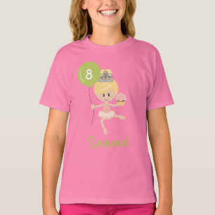 Ballerina Birthday Kids Ringer T - Shirt Blonde