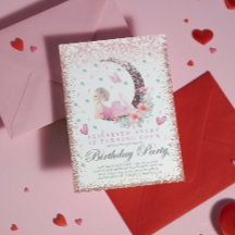Ballerina Birthday Moon Pastel Pink Glitzer