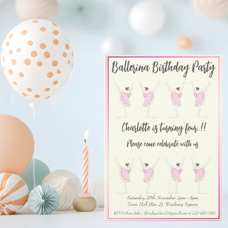 Ballerina Birthday Party Einladung