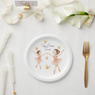 Ballerina Birthday Party Paper Plate - Rosa Party Pappteller