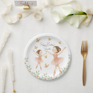 Ballerina Birthday Party Paper Plate - Rosa Party Pappteller