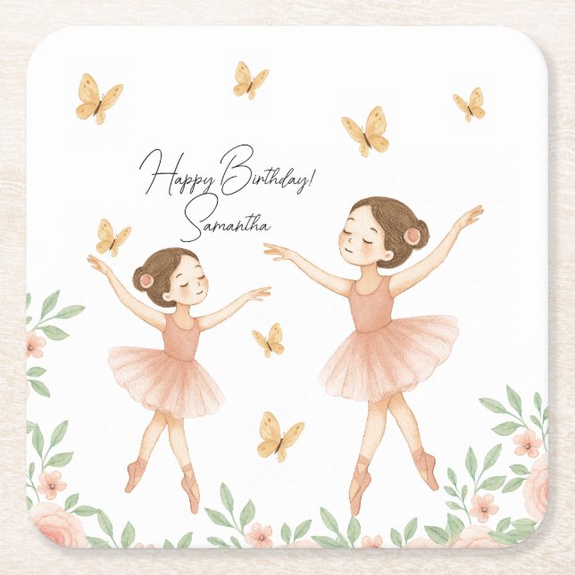Ballerina Birthday Party Paper Untersetzer (Vorderseite)