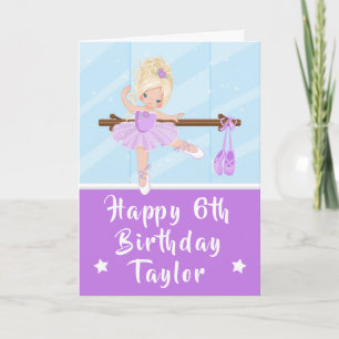 Ballerina Blonde Hair Girl Lila Glück Geburtstag Karte