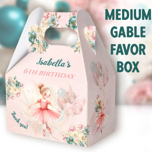 Ballerina Blonde Pink Floral Girl Birthday Medium Geschenkschachtel