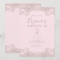 Ballerina Blush Pink Glitzer Lace Sweet 16 Party