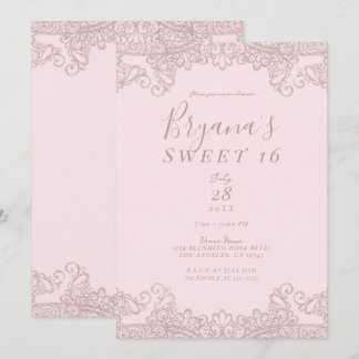 Ballerina Blush Pink Glitzer Lace Sweet 16 Party Einladung