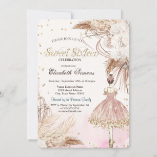 Ballerina Boho Blume Rose Gold Sweet 16 Einladung