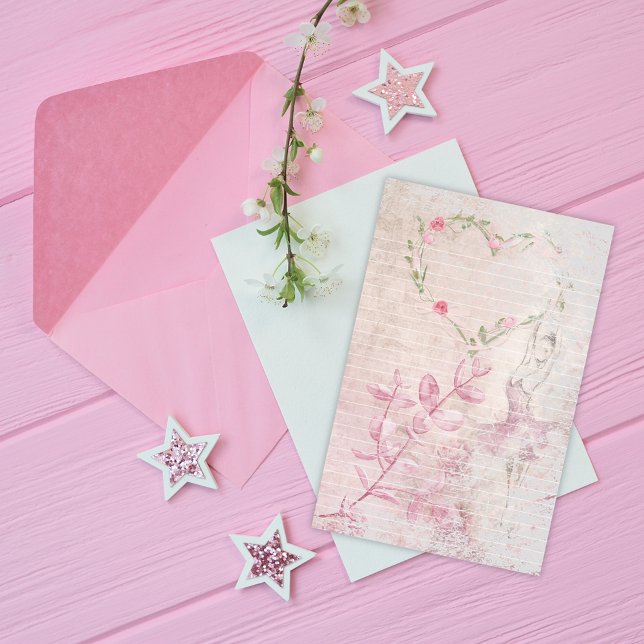 Ballerina Botanisches Herz Lined Briefpapier (Von Creator hochgeladen)