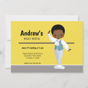 Ballerina boy - wählen Sie die Hintergrundfarbe Einladung