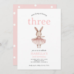 Ballerina Bunny Pink Rabbit Niedlich Girl 3. Gebur Einladung