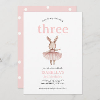 Ballerina Bunny Pink Rabbit Niedlich Girl 3. Gebur Einladung