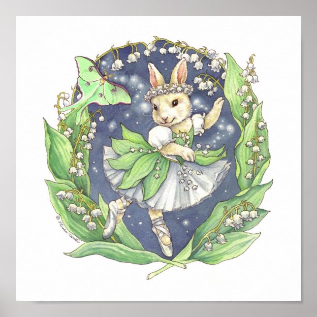 Ballerina Bunny Print Lily of the Valley Poster (Vorne)