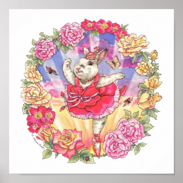 Ballerina Bunny Print Rose Poster (Vorne)