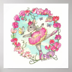Ballerina Bunny Print Sweet Pea Poster