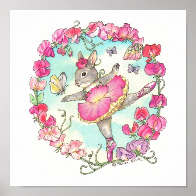 Ballerina Bunny Print Sweet Pea Poster (Vorne)