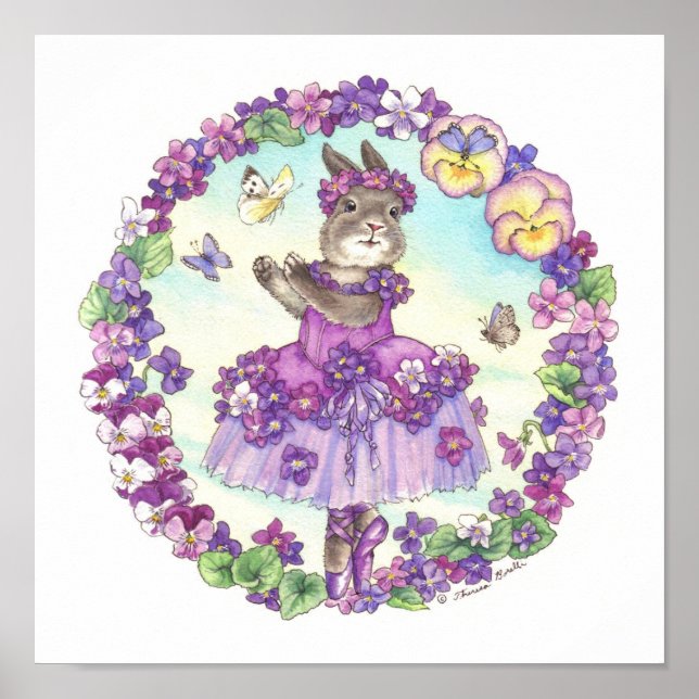 Ballerina Bunny Print Violet Poster (Vorne)
