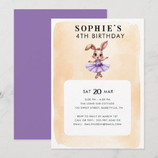 Ballerina Bunny Thema Geburtstagsparty Einladung