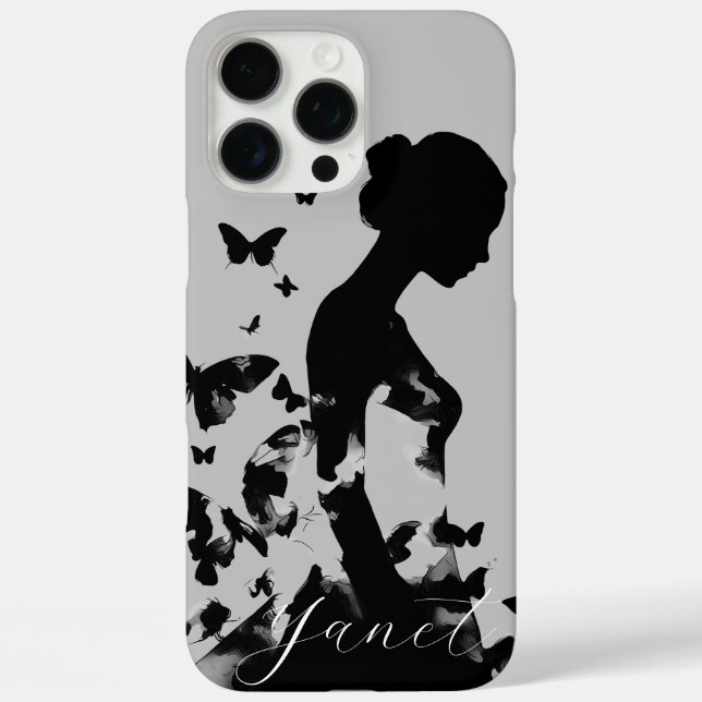 Ballerina Butterflies Schwarze Silhouette Moderner Case-Mate iPhone Hülle (Rückseite)