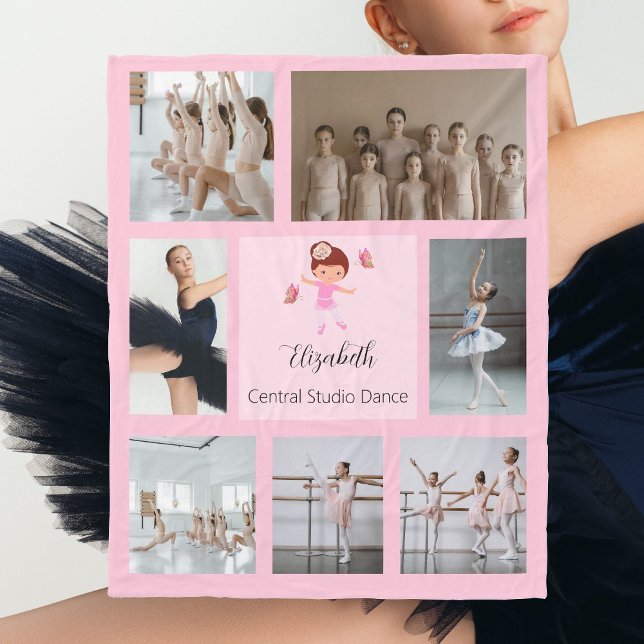 Ballerina Butterfly FotoCollage Fleecedecke (Ballerina Butterfly Photo Collage Fleece Blanket)