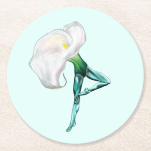Ballerina Calla Lily Ballet Dancer Paper Untersetz Runder Pappuntersetzer