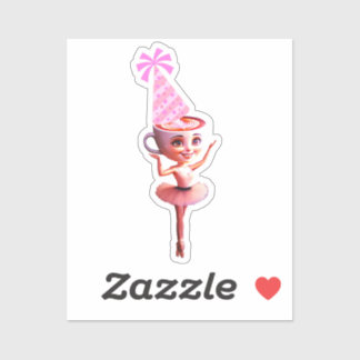 Ballerina Cappuccina in Birthday Party Hat Aufkleber