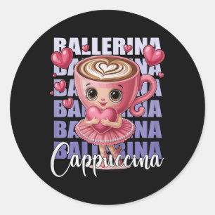 Ballerina Cappuccino - mit einem rosa Herz in ihre Runder Aufkleber