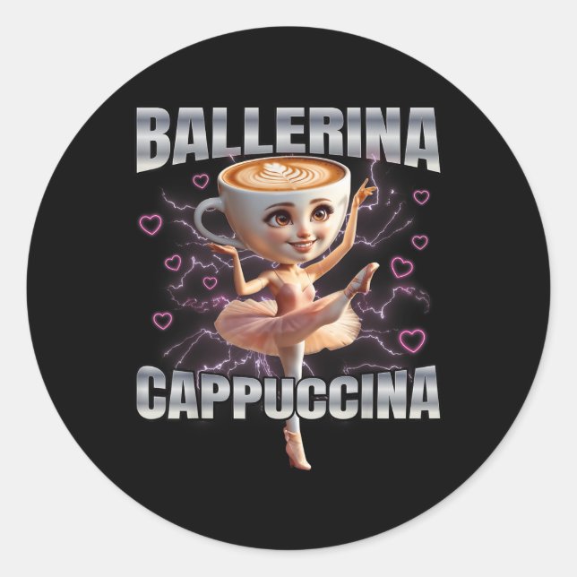 Ballerina Cappuccino Runder Aufkleber (Vorderseite)