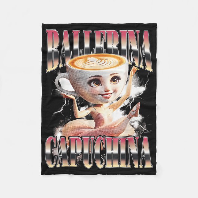 Ballerina Capuchina Funny Italian Brainrot Meme Hu Fleecedecke (Vorderseite)