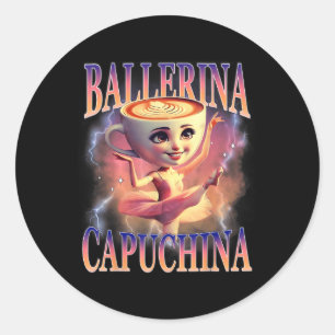 Ballerina Capuchina Funny Italian Brainrot Meme Hu Runder Aufkleber