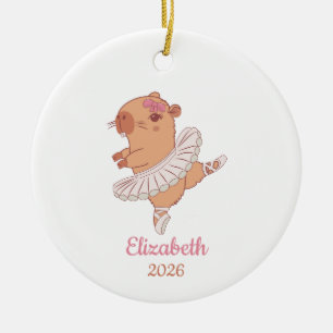 Ballerina Capybara, Liebenswerter Balletttanz Keramik Ornament