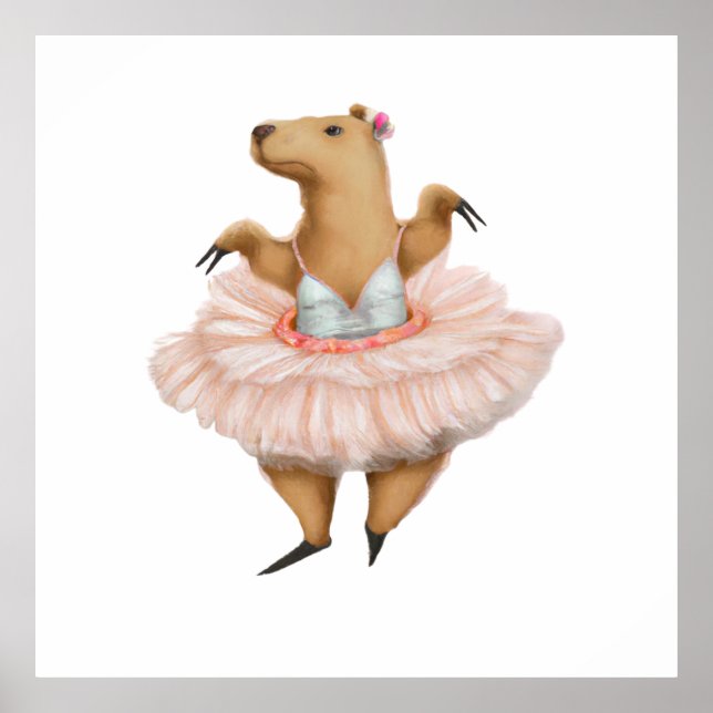 Ballerina Capybara, rosa Tutu-Rock Poster (Vorne)