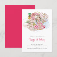 Ballerina Cat Florals Pink Girl 4. Geburtstag Part
