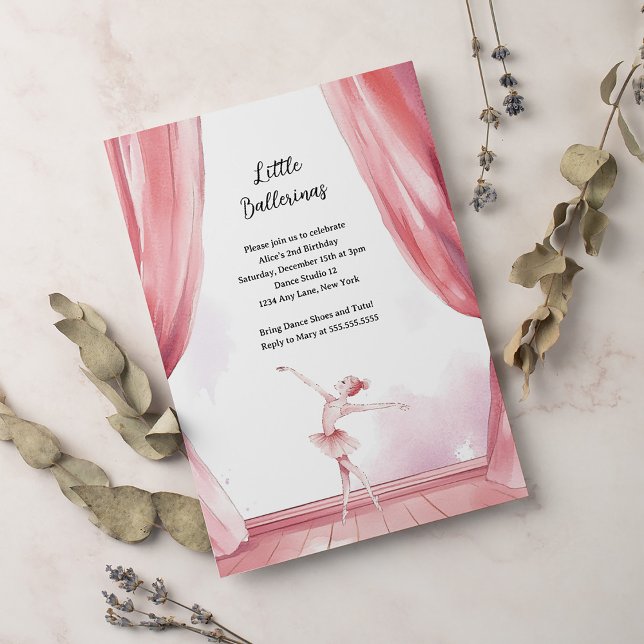 Ballerina Center Bühne Kindergeburtstag Party Einladung (Von Creator hochgeladen)
